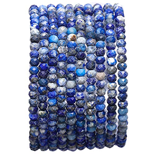 BEADIA Faceted Natural Lapis Lazuli Stone Rondelle 3x4mm Loose Semi Gemstone Beads for Jewelry Making 38cm - color: Lapis Lazuli Faceted Rondelle, size: 3x4mm