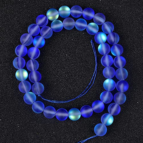 48PCS 8mm Natural Blue Mystic Aura Quartz Gemstone Frosted Matte Titanium Round Loose Spacer Beads 15 inch Full Strand Crystal Healing Power Quartz - color: Blue Mystic Aura, size: 8mm