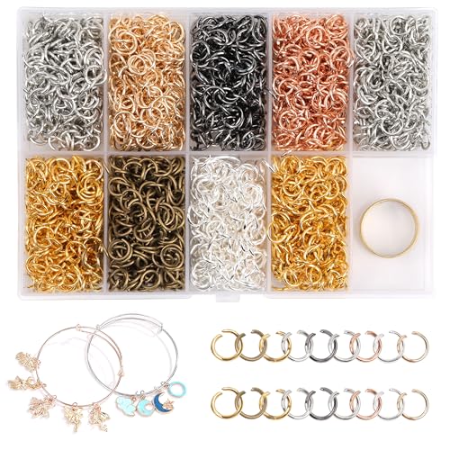 7 mm Jump Rings for Jewelry Making 7 Colors 1500 Pcs Stainless Steel Jump Rings with Open/Close Tools for Necklace Bracelet Repair Keychains Jewelry Making Supplies(7mm/0.27") - size: 7 mm