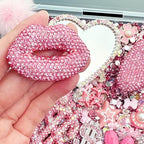 Gehaiwo Pink Junk Case Charms Kit, Junks Phone Cases with Rhinestone Accessories and Full Diamond Bow Lips Dollar Sign Pom Resin Kits Mirror with DIY Phones Decorations