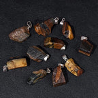 10pcs Irregular Raw Natural Tiger Eye Rock Stone Pendant Healing Crystal Chakra Gemstone Charm for Jewelry Making DIY Necklace Earrings Accessories Reiki - color: Tiger Eye