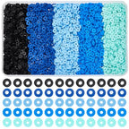 SUNNYCLUE 1 Box 3500pcs 5 Colors 6mm Blue Clay Beads Clay Heishi Beads Christnas Winter Blue Flat Round Disc Loose Spacer Heishi Bead for Jewelry Making Supplies Women New Year Party Bracelet Adulting - style: Style 7