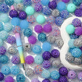 20mm Rhinestone Beads 20pcs Chunky Bubblegum Beads Beadable Pen Beads Shine Disco Ball Beads Jumbo Plastic Beads for Necklace Jewelry Bracelets DIY Crafts Making (bluepurple) - color: bluepurple