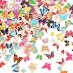 MARFOREVER 120 Pcs Butterfly Charms for Jewelry Making, Mixed Butterflies Charms Assorted Gold Enamel Butterfly Pendants for DIY Necklace Bracelet Earrings Making Supplies Gifts for Mother Women Girls - style: Butterfly