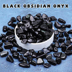 500 pcs Natural Chip Stone Beads, Black Obsidian Onyx 5-8 mm Irregular Gemstones Healing Crystal Loose Rocks Bead Hole Drilled for Jewelry Making Bracelet - color: Black Obsidian Onyx