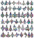 Mixed Pearl Cage Locket Pendants Set, Essential Oil Diffuser DIY Necklace Bracelet Jewelry Making Craft, Bulk Beads Aromatherapy Diffuser Charms Gifts for Women Girls - color: Random 30pcs Rainbow Color