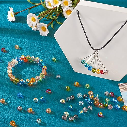 180Pcs 8mm Faceted Electroplate Glass Beads AB Color Plated Faceted Round Beads Transparent Crystal Loose Spacer Beads for DIY Bracelet Earring Jewelry Making - color: 18 Colors
