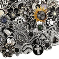 10PCs Mixed Style Rhinestones Snaps Jewelry Charms Buttons 18/20mm for Interchangeable Snaps Jewelry Making Women DIY Button Bracelets Necklaces Rings Brooch Accessories (Black) - color: Black