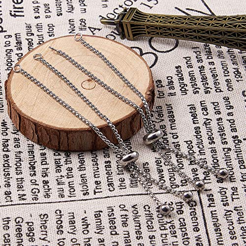 DanLingJewelry 10pcs 304 Stainless Steel Adjustable Slider Bracelet Slider Extender Chains Friendship Bracelets for Jewelry Making DIY 8 Inches(210mm) P - color: StyleⅫ-10 pcs-Platinum