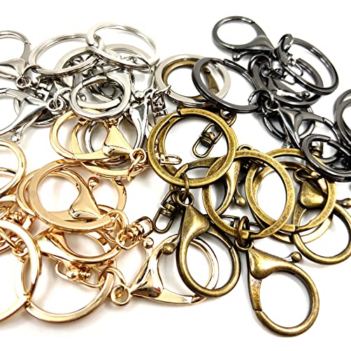 20Pcs Lobster Clasps Swivel Hooks, Lobster Clasp Trigger Clips with Flat Split Keychain Ring and 8 Shap Swivel Clips for DIY Craft Making (Antique Brass-2) - color: Antique Brass-2