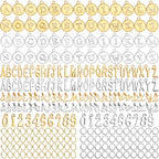 LEOBRO Letter Charms, 376 Pcs Gold & Silver Charms for Jewelry Making, Necklace, Bracelet, Jewelry Making Supplies, with Jump Rings - color: Gold & Silver