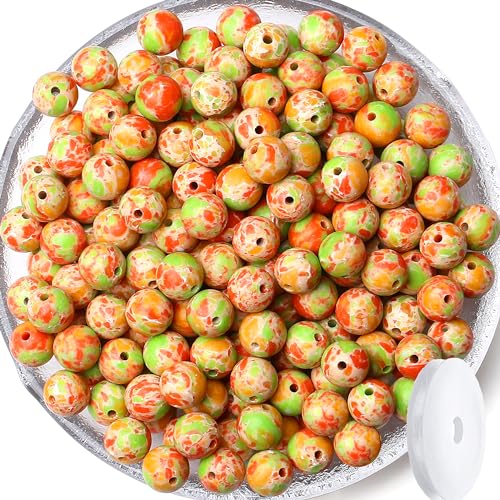 QINJIEJIE 60PCS Colorful Imperial Jasper Beads 8mm Stone Beads Round Loose Green Orange Gemstone Bead for Bracelet Beading Crystal Jewelry Making DIY Necklace Earrings 0.32" - color: Colorful Imperial Jasper - D, size: 60PCS