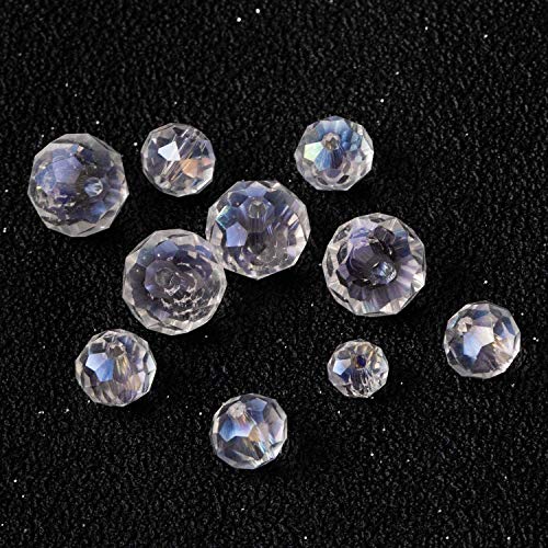 AIEX 900+ Pieces Crystal Beads Kit, Rondelle Faceted Glass Beads AB Crystal Beads Assorted Supplies for Jewelry Making Findings with Plastic Storage Box (2-10mm, Clear)