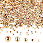 PH PandaHall 695pcs 18K Gold Spacer Beads 5 Sizes Seamless Smooth Beads 2/2.5/3/4/5mm Loose Bead Tiny Ball Bead for Summer Hawaii Layered Necklace Bracelet Jewelry Making - size: Small