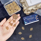 SUNNYCLUE 1 Box 100PCS Flower Connectors Connector Charms Gold Flower Hollow Chandelier Components Connectors Links Double Sided Charms for Jewelry Making Charms Earrings Necklace Bracelets DIY Crafts