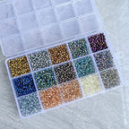 3000pcs 3mm Bicone Crystal Beads, Bulk Small Faceted Bicone Glass Beads for Jewelry Making DIY Craft Bracelet Necklace Earring with Container Box (15 Plated Metallic Colors) - size: 3mm
