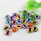 Julie Wang 12mm 60pcs Mixed Dragon Eyes Round time gem Cover Glass Cabochon Dome Cameo Pendant Settings - size: 12MM-60PCS