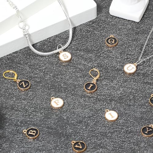 104 PCS Letter Charms for Jewelry Making - Double Sided Alphabet & Initial Charms for Necklace & Bracelet - color: 2 colors