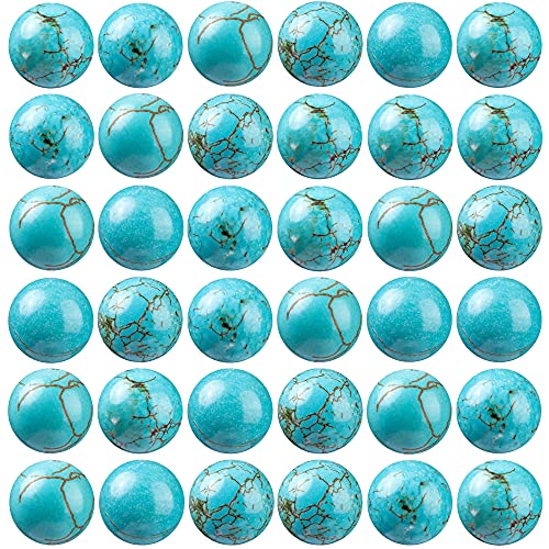 100Pcs Natural Stone Beads 6mm Turquoise Round Gemstone Loose Beads with Elastic Bracelet String for Bracelets Necklace Jewelry Making - color: Blue Turquoise, size: 6mm