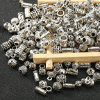 Silver Spacer Beads Metal Alloy Loose Spacer Beads Bulk Random Styles Metal Bead Tibetan Antique Silver Metal Bead for Bracelets Necklace Earring Jewelry Making(mix)