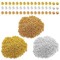 1800Pcs Metal Spacer Beads for Jewelry Making - 3.2mm Metallic Plated Round, Seamless Loose Connector Beads for Earring, Necklace, Bracelet (Gold, Silver, K Gold) - color: 3.2mm, Gold Silver K Gold