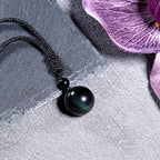Jovivi Healing Crystals Necklace Natural Tiger Eye Amethyst Lucky Blessing Protection Chakra Beads Stone Pendant for Women Men Adjustable - color: Obsidian Stone + Black Rope