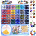 AIPRIDY Jewelry Making Beads Set, 590 PCS 10mm Round Mixed Color Rhinestone Clay Beads with Pearl and Floral Beads for DIY Bracelets, Necklaces(Fixed Mixed) - color: Fixed mixed