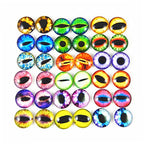 Julie Wang 15mm 40pcs Mixed Dragon Eyes Round time gem cover Glass Cabochon Dome Cameo Pendant Settings - size: 15MM-40PCS