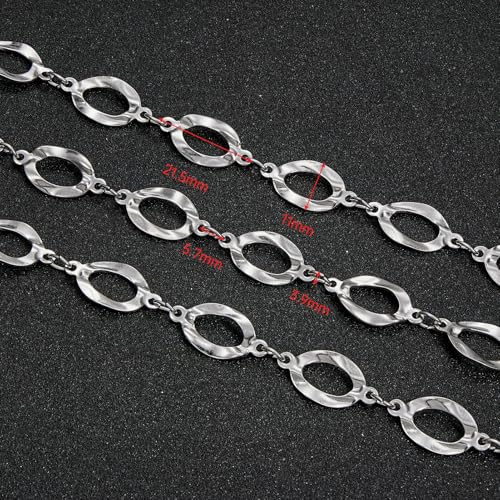 UMAOKANG 2 Yard Silver Chain for Jewelry Making Hollow Oval Chain Necklace Bracelet DIY Jewelry Supplies Findings - color: Silver Hollow Oval
