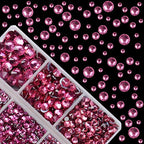 4000Pcs Mixed Size Hot Fix Round Crystals Gems Glass Stones Hotfix Flat Back Rhinestones (Fuchsia) - color: Fuchsia, size: 4000 Count (Pack of 1)