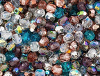 0.88oz (Approx. 300 pcs) Faceted Fire Polished Round Glass Beads 4mm (0.16in), Czech Republic Bohemian Glass Transparent Mix - color: Mix 03 Transparent AB, size: 25 g
