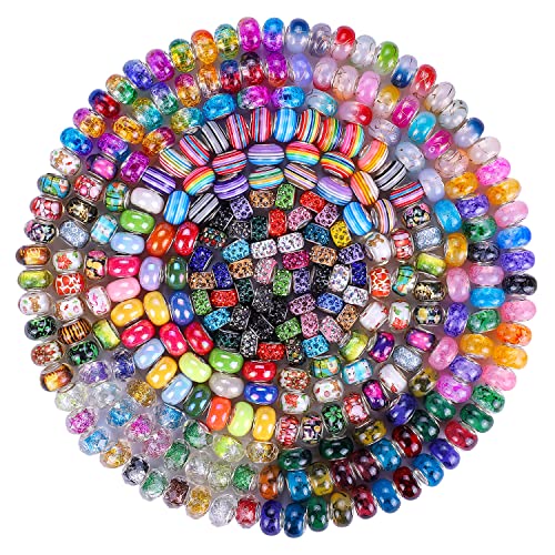 European Large Hole Beads Spacer Beads Charm Fairy Wands Beads Rhinestone Craft Beads for DIY Bracelet Jewelry Making (9 Style 180 Pieces) - color: 9 Style 180 Pieces