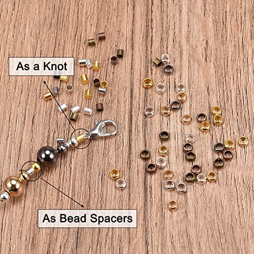 uxcell 1000Pcs Crimp Tube Beads, 2x2mm Brass Tube Crimp End Spacer Beads Tiny Stoppers for Bracelet Jewelry Making DIY, Bronze - color: Bronze, size: 2x2mm