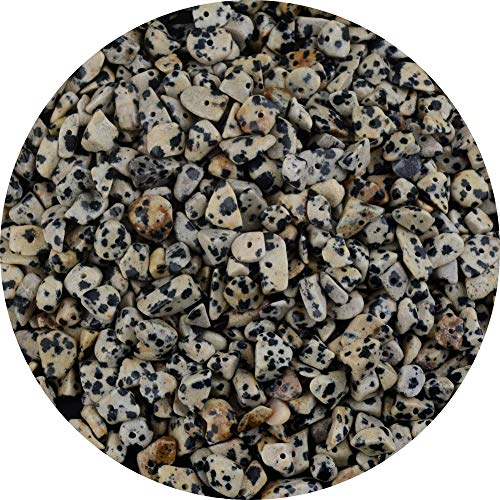 Natural Chip Stone Beads Dalmation Spot 5-8mm About 400 pieces Irregular Gemstones Healing Crystal Loose Rocks Bead Hole Drilled DIY for Bracelet Jewelry Making Crafting (5-8mm, Dalmation Spot Jasper) - color: Dalmation Spot Jasper
