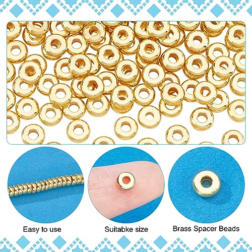 PH PandaHall 200pcs 18K Gold Plated Beads 5mm Flat Disc Spacer Beads Metal Heishi Bead Loose Bead for Summer Stackable Necklace Bracelet Jewelry Making DIY Craft - size: 5mm