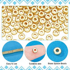 PH PandaHall 200pcs 18K Gold Plated Beads 5mm Flat Disc Spacer Beads Metal Heishi Bead Loose Bead for Summer Stackable Necklace Bracelet Jewelry Making DIY Craft - size: 5mm