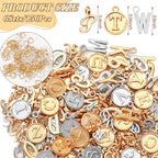 SANNIX 156Pcs/6 Sets Alphabet ABC Letter Charms 3 Styles Capital A-Z Charms DIY Bracelet Necklace Pendants with 200Pcs Open Jump Rings for Jewelry Making (KC Gold & Antique Silver) - color: KC Gold and Silver