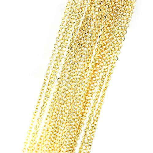 10PCHN 10pcs 17.5inch 16K Gold Plated Finished Cable Chain Necklace Bulk Discount Jewelry Supply - color: Gold