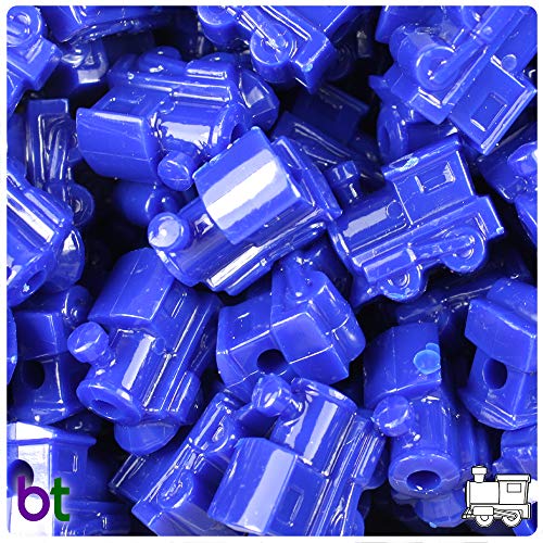 BeadTin Opaque 22mm Train Pony Beads (24pcs) (Royal Blue) - color: Royal Blue
