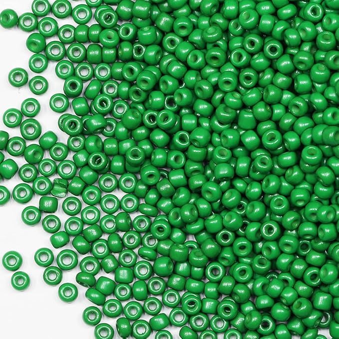 Bulk Seed Beads Green 200 Grams About 6500pcs, 3mm 8/0 Glass Craft for Making Earrings, Bracelets, Pendants, Waist Jewelry,DIY Handmade Seed Beads（Green ） - color: Green, size: 3mm