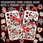 RidaaFri Junk Phone Case Charms Kit, 3D Flatback Rhinestone Gems with Red Black Bow Flower Butterfly Heart Rose, Large Charms Set for DIY Case Craft, Phone Making Supplies Women - color: Black/Red