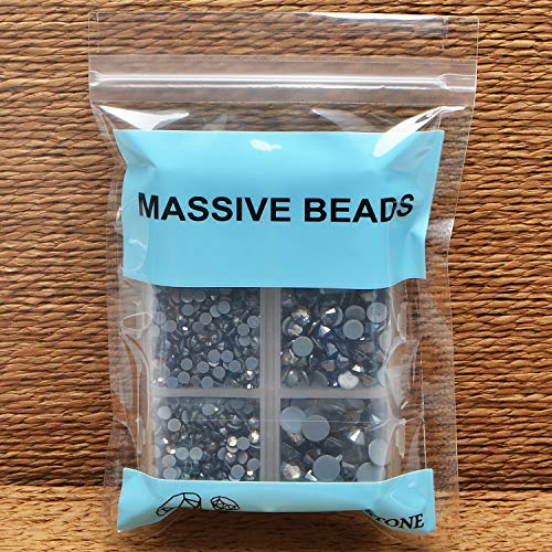 4000Pcs Mixed Size Hot Fix Round Crystals Gems Glass Stones Hotfix Flat Back Rhinestones (Black Diamond) - color: Black Diamond, size: 4000 Count (Pack of 1)