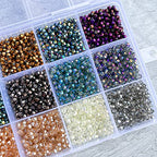 3000pcs 3mm Bicone Crystal Beads, Bulk Small Faceted Bicone Glass Beads for Jewelry Making DIY Craft Bracelet Necklace Earring with Container Box (15 Plated Metallic Colors) - size: 3mm