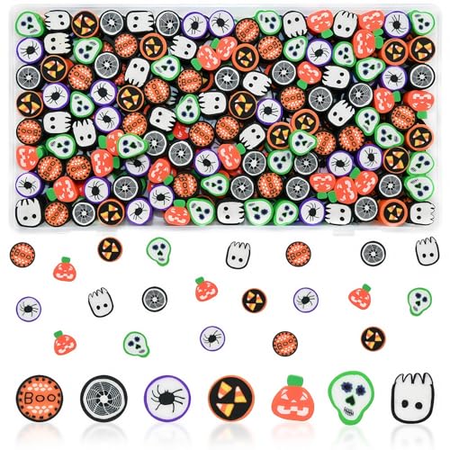 Looconi 200pcs Halloween Clay Beads for Jewelry Making DIY Crafts Bracelet
