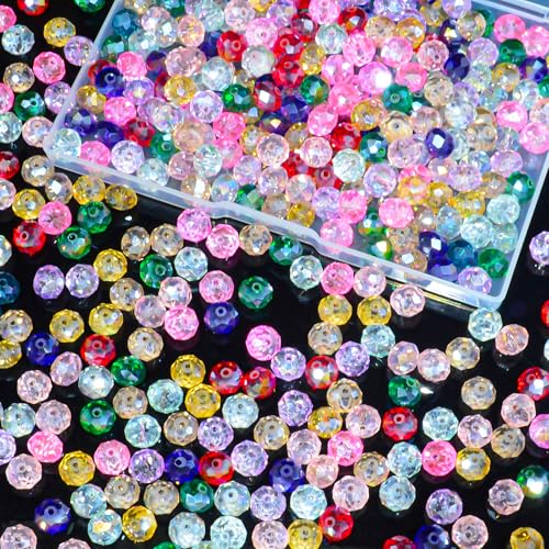 220Pcs Colors Random 10mm Crystal Glass Beads for Jewelry Making Beads for Bracelets Necklace Pendants Making Supplies(Mixed Colors) - color: Mixed Colors, size: 10mm 220pcs