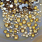 AD Beads 1440 Pieces Mixed Size No Hotfix Glue on Quality Glass Flatback Rhinestones Round Crystal Gems (14 Lt. Topaz) - color: Lt. Topaz 14