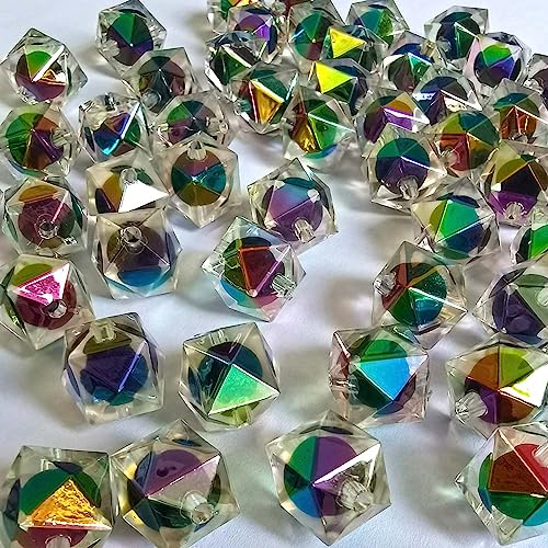 Mixed Lots Shiny AB Color Acrylic Faceted Cube Bead DIY Beading Hairband Bracelets Necklace Craft Embelishment (Gradient-Cube) - color: Gradient-Cube