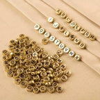 Songxi 1200pcs Gold Letter Beads for Bracelets, 4x7mm Black Alphabet A-Z Beads Friendship Bracelets Jewelry Making Kit - color: 1200pcs round golden letters