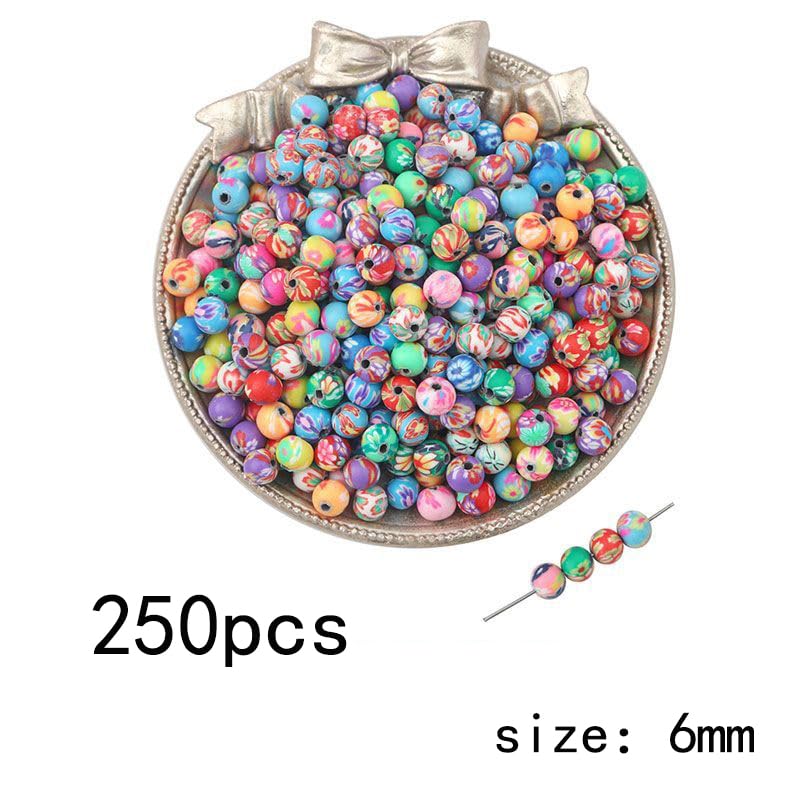DAHI 250pcs 6mm Polymer Clay Beads Round Beads for Making Bracelet Necklace Earring Accessories DIY Handmade Craf（6mm） - size: 6x6mm