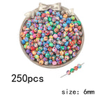 DAHI 250pcs 6mm Polymer Clay Beads Round Beads for Making Bracelet Necklace Earring Accessories DIY Handmade Craf（6mm） - size: 6x6mm